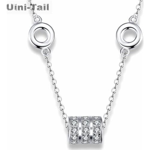 Uini Tails new design hot-selling 925 sterling silver round barrel micro-inlaid necklace Korean style personality fashion trend