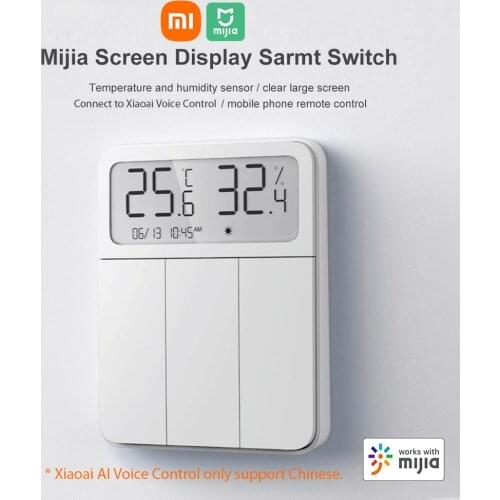 Xiaomi Mijia 3 In 1 Smart Switch Temperature & Humidity Single Control Three Open VER Energy-saving Electric Lamp Switch Display