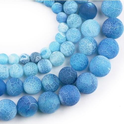YHBZRET Blue Weathered carnelian Natural Stone Matte Spacer Loose Beads For Jewelry Making 6/8/10/mm DIY Bracelet Accessories
