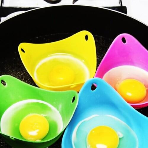 Zeegle Bowl Shape Egg Moulds Silicone Egg Poacher Poaching Pods Pan Mould Pancake Rings Breakfast Egg Mold Cooking Tools 4pcs