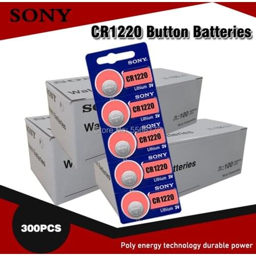 300pcs/pack Sony CR1220 Button Batteries DL1220 BR1220 LM1220 Cell Coin Lithium Battery 3V CR 1220 For Watch Electronic Toy