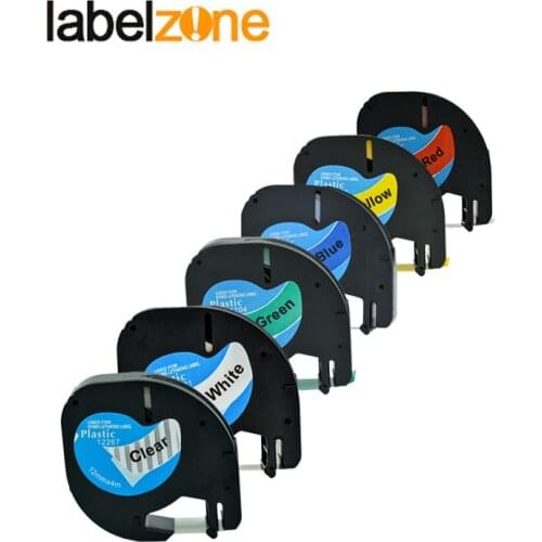 6PACK Mixed Color 12mm Label Tapes Compatible Dymo 16952 91331 91332 91333 91334 91335 Plastic Tape for DYMO Letratag Printers