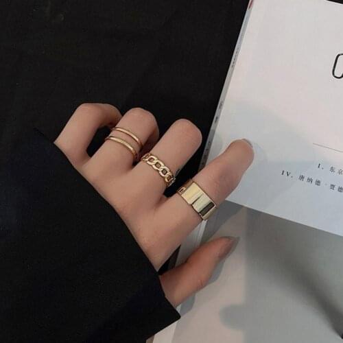 70% Dropshipping!!3Pcs/Set Open Rings Retro Adjustable Alloy Punk Hip Pop Finger Rings Kit for Women