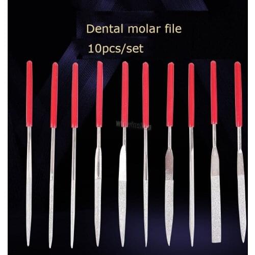 10Pcs/Bag Diamond File Dental molar file Dental file Diamond grinding rod Polishing strip Oral Suture Tool Hand Metal file
