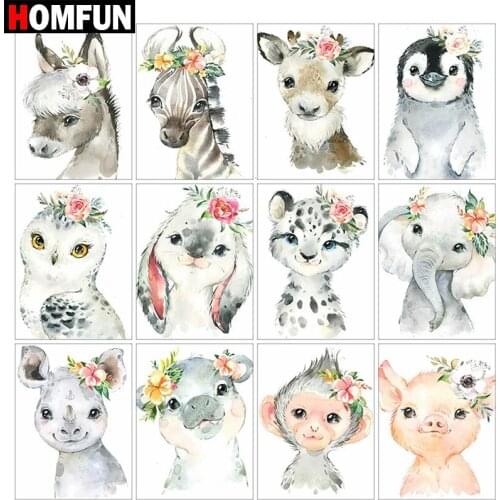 HOMFUN Full Square/Round Drill 5D DIY Diamond Painting “Animal head portrait”Embroidery Cross Stitch 5D Home Decor Gift