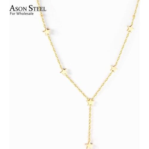 ASONSTEEL Lovely Star Pendant Necklace 316L Stainless Steel Gold/Silver Color Fashion Choker for Women Party Gift Jewelry