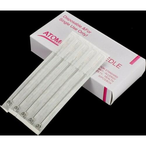 ATOMUS 50pcs 1RL Tattoo Needles Disposable Sterilized Needle for Tattoo Machine Grip Permanent Makeup