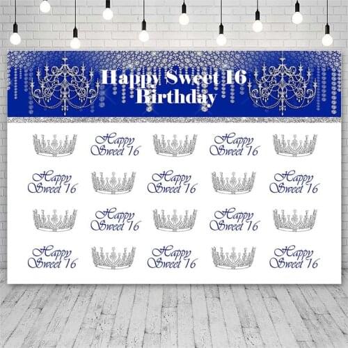 Avezano Photography Backdrops Happy Sweet 16 Birthday Crown Princess Diamond Backgrounds Photo Studio Photocall Photozone Decor