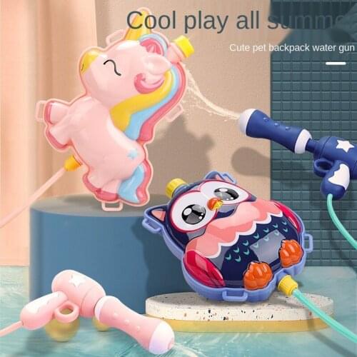 Large Water Gun Childrens Toy Backpack Dinosaur Water Gun Summer Pull-out Water Spray Gun Kid Gift