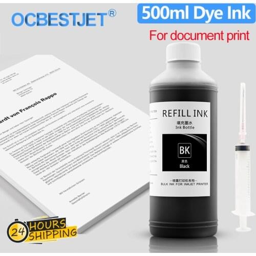 500ML Bulk Black Refill Dye Ink For HP Epson Canon Brother Inkjet Printer Cartridge CISS For Office School Home Document Print