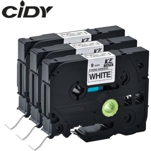 Cidy 3pks TZe S221 TZe-S221 TZ-S221 TZ S221 Strong Adhesive Laminated Ribbon Black on White Tape Cartridge For Brother