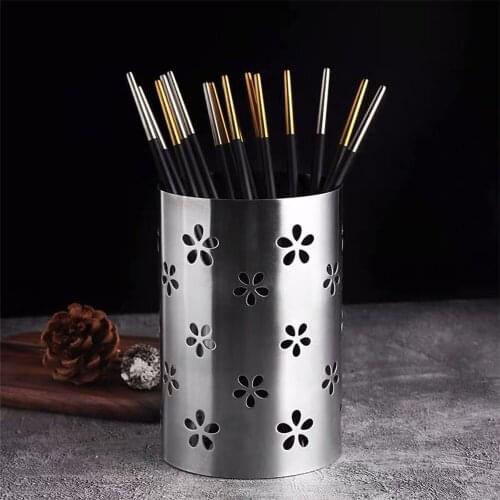 Chopsticks Holder Food Sticks Sushi Skewer Storage Tube Chinese Kitchen Dishes Barrel 304 Stainless Steel Tableware Accessories