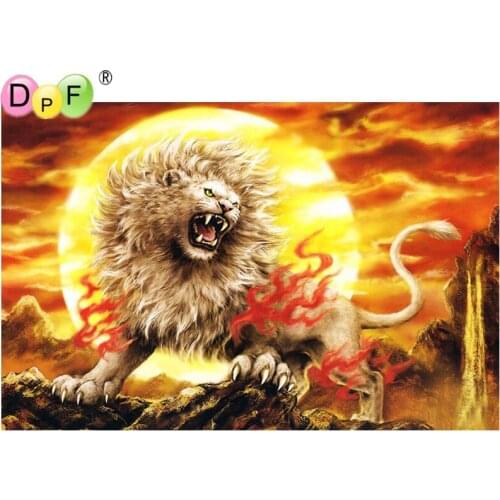 DPF diamond embroidery Ferocious lion diamond painting cross stitch needlework diamond mosaic full square rhinestone home decor