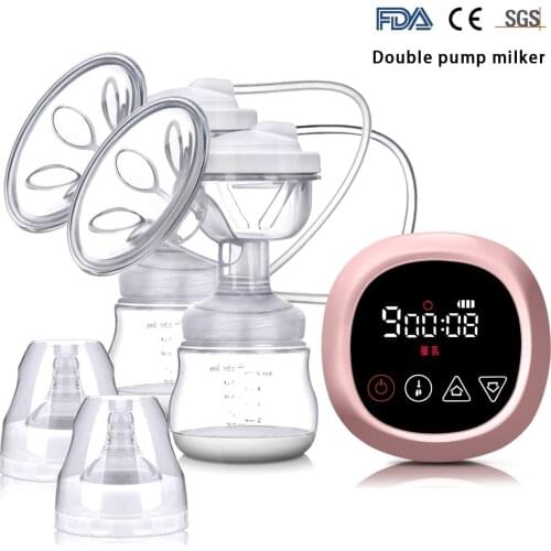 Electric Breast Pump Portable Bilateral Massage Milk Collector Milking Milk Suckling LCD Display electric breast massager