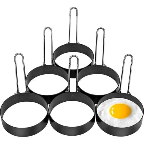 Hot YO-6 Pack Egg Ring, Stainless Steel Round Egg Cooking Rings Non-Stick Frying Egg Maker Molds