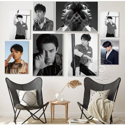 Dimash Kudaibergen Music Star Art Prints Poster, Singer Portrait Black White Photography Wall Stickers, Office Cafe Home Decor