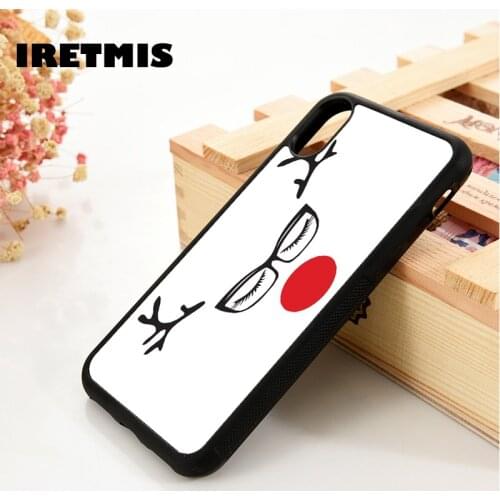 Iretmis 5 5S SE 6 6S Soft TPU Silicone phone case cover for iPhone 7 8 plus X Xs 11 Pro Max XR Red Nose Christmas Deer Funny