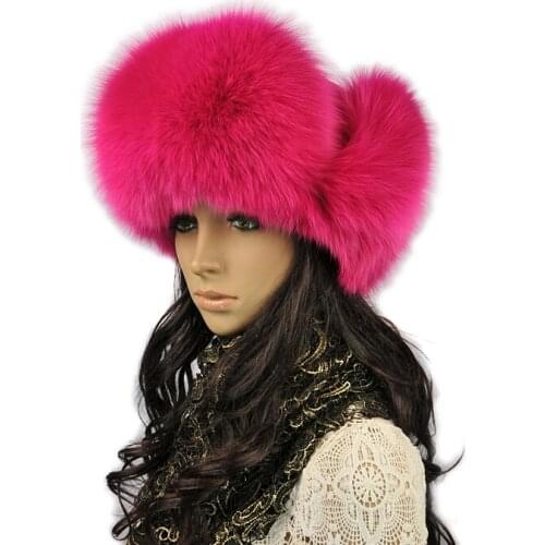 Genuine winter natural caps fox fur hat fashion women headwear