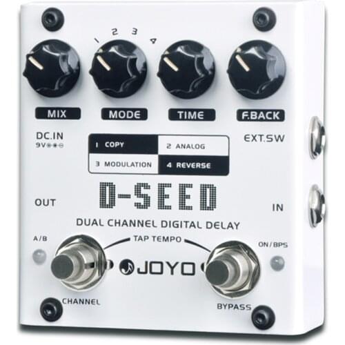 JOYO D-SEED Dual Channel Digital Delay Guitar Effect Pedal Delay Copy Analog Reverse Modulation Models Effects with Tap Tempo