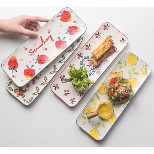 Hand-painted Ceramic Sushi Plate Dim Sum Western Food Rectangular Japanese Dessert Dish