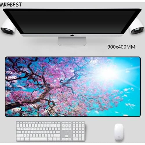 MRGBEST In Stock Mouse Pad Large Japan Sakura Blossoms Non-slip Optional Thickness Rubber with Locked Edge Wrist Pads for Gamer