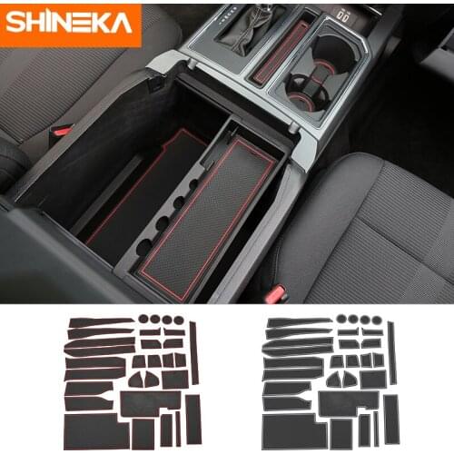 SHINEKA Door Groove Mats For Ford F150 Raptor 2017+ Car latex Anti-dirty Mats Full Set Door groove pad Accessories For Ford F150