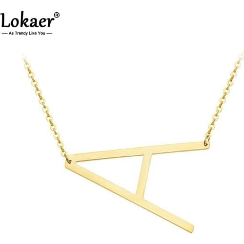 Lokaer Trendy Letter Stainless Steel Pendant Jewelry Gold Color 26 Alphabet Charm Choker Necklaces For Women Girls Dropshiping