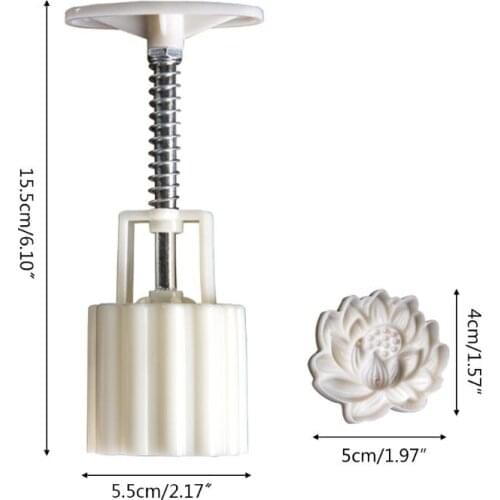 M17D Moon Cake Mold Lotus Stamp DIY Hand Pressure Biscuits Pastry Mould Mid-autumn