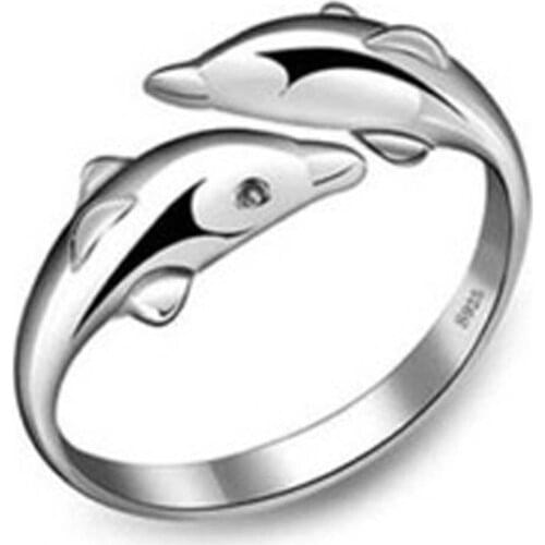 Fashion Romantic Dolphin Bay Lovers Ring Opening Adjustable Fashion Ring Drop Shipping