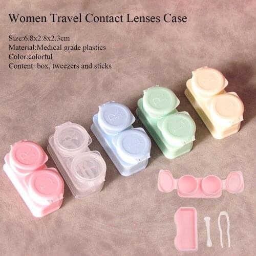 New Type Macarons Snap Type Flip Tweezers Suction Cup Set Contact Lens Case For Men And Women Travel Contact Lens Case