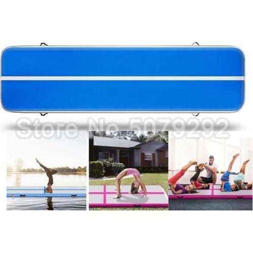 Blue Surface Inflatable Air Floor 4M Length Bouncing Mat For Taekwondo Hot Sale Training Mat With Pump Tumbling Mat For Home Use