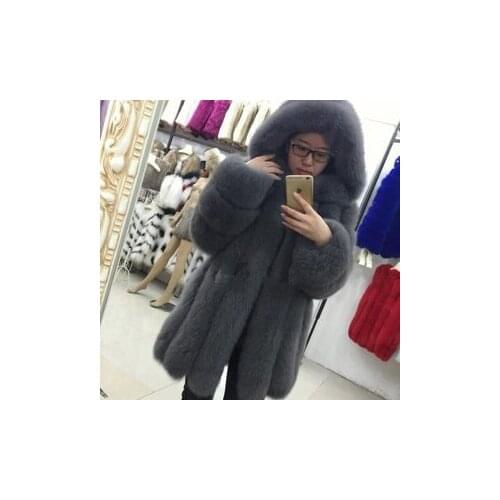 Real fox fur coat new brand female warm fashion fox fur coat hood