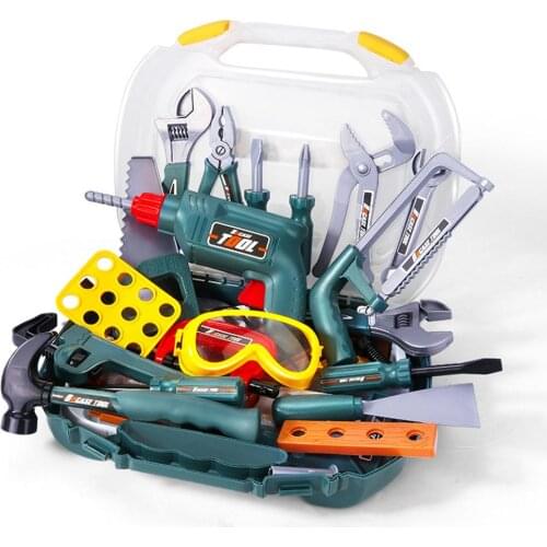 New Childrens Toolbox Engineer Simulation Repair Tools Toy Ax Carpentry Drill Screwdriver Repair Kit Play Toy Set for Kids Gift