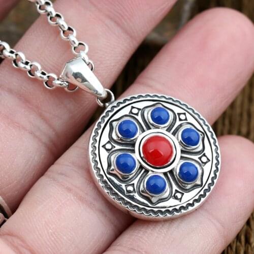 Factory Wholesale S925 Sterling Silver Jewelry Vintage Thai Silver Men And Women Style Tai Chi Bagua Tantric Circle Pendant