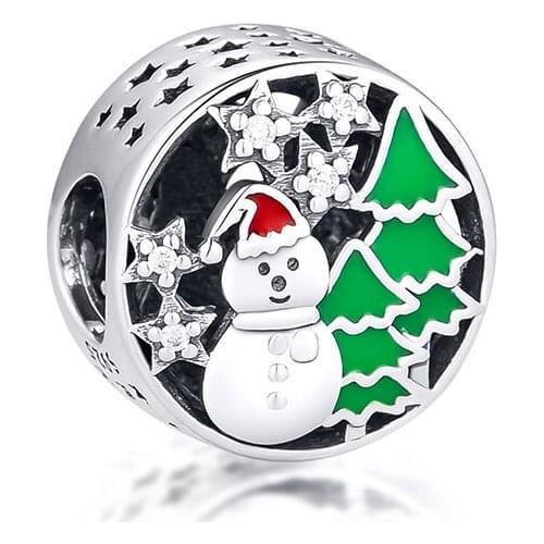 Fits for Pandora Charms Bracelets Snowy Wonderland Beads with Clear CZ 100% 925 Sterling Silver Jewelry Free Shipping