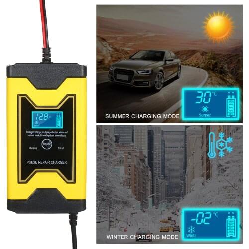 Portable Intelligent Pulse Digital Motorcycle Car Battery Charger 12V 6A Smart Battery Maintainer for Wet Dry Lead Acid Battery