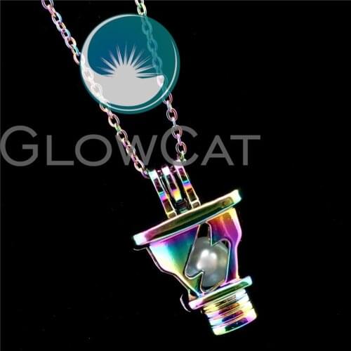 R-C632 Colorful Plug Lightning Beads Cage Pendant Perfume Diffuser Aromatherapy Stone Pearl Cage Locket Necklace