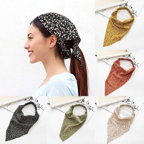 Printting Hair Scarf Scrunchies Vintage Triangle Bandanas Hairband Headband Without Clips Elastic Hair Bands Headwrap Accesories
