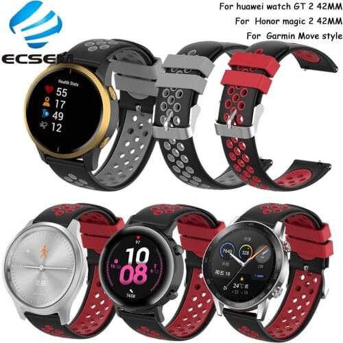 Rubber Strap for Huawei watch GT2 magic2 42MM band replacement for Amazfit GTS BIP GTR 42MM two color bracelet wrist strap loop