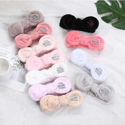 Embroidered Letters Bow Rabbit Ears Hairband Ladies Headband Wash Face Makeup Headband hair bands