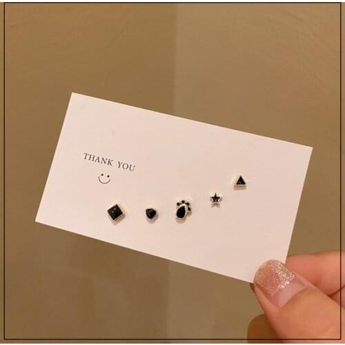 LANIWOO Cool Style Earstud Set Geometry Black Paint Stud Earring 2021 New Fashion Jewelry For Girls Wholesale Accessory