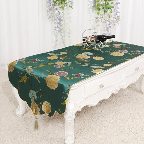 Widen Long Jacquard Chinese Silk Satin Table Runner Dining Table Cover Mat Damask Table Cloth Runners Luxury Placemat Coffee Pad