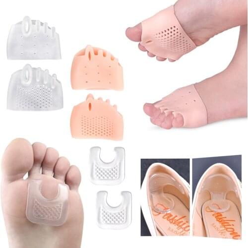 Silicone Gel Insoles Forefoot Pads Hallux Valgus Toes Separator Orthosis Foot Care Tool Big Bone Thumb Straightener Correction