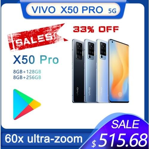 Original Vivo X50 Pro 8GB 128GB 60X ultra-Zoom 48.0MP Mainly Camera Cellphone NFC Snapdragon 765G 33W Fast Charge 5G Smartphone