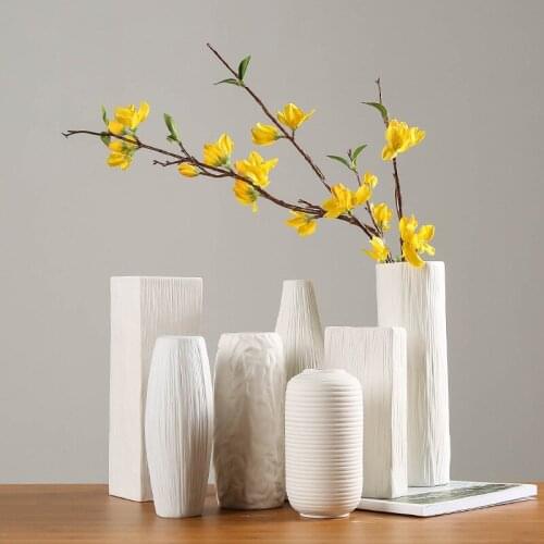 Modern Minimalist Artificial Flower Flower Ceramic Vase White Home Accessories Ceramic Crafts Ornaments Vases Ceramic Vase