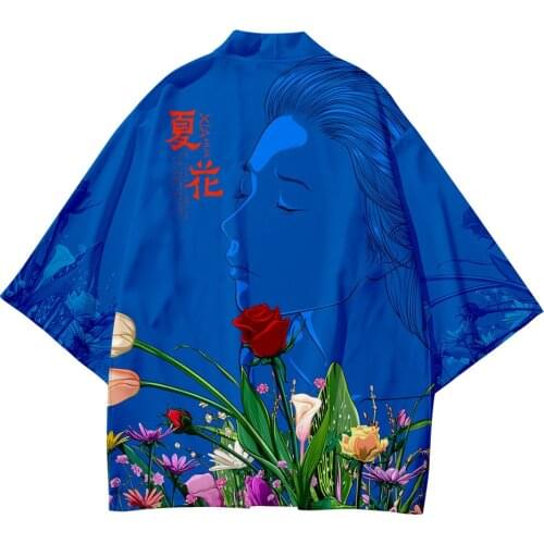 Loose 5XL 3XL 4XL 6xl Blue Street Fashion Beach Japanese Kimono Sets Mujer Robe Cardigan Men Shirts Yukata Haori Womens Clothes