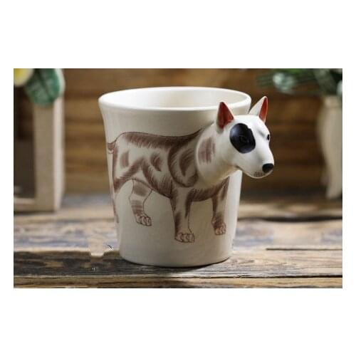 Thailand Hand Painted Animal Mug Bull Terrier Ceramic Cartoon Gift cute coffee Mugs and Cups