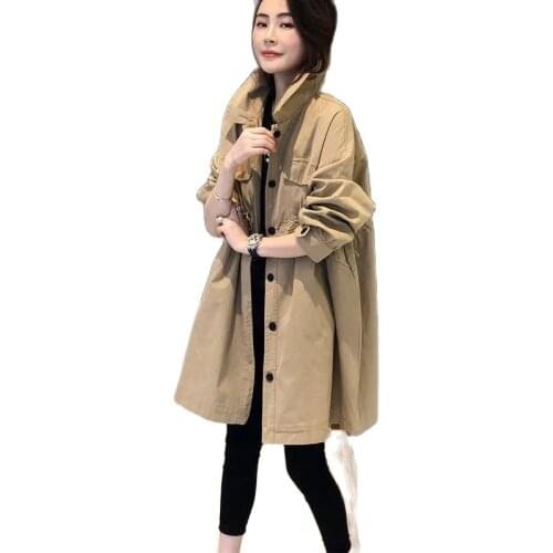 Women 2021 Spring Autumn New Korean Of The Small Windbreaker Female Loose, Versatile, Tall Thin Mid-length Coat women JacketA628