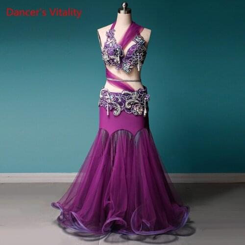 Belly Dance Costume Women New Costume Suit High-end Custom Luxury Lace Waist Chain Sexy Belly dance suit