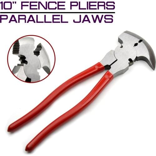10'' Fence Pliers Parallel Jaws Soft Grip For Fencing Hammer Tool Wire Cutters CR-V' Steel Multi Purpose